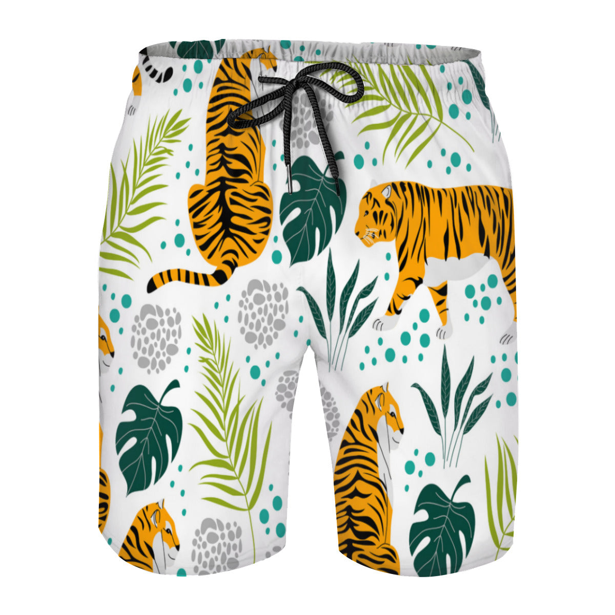 Tropical Leaves Tiger Men's Swim Trunks No.VVBMWC