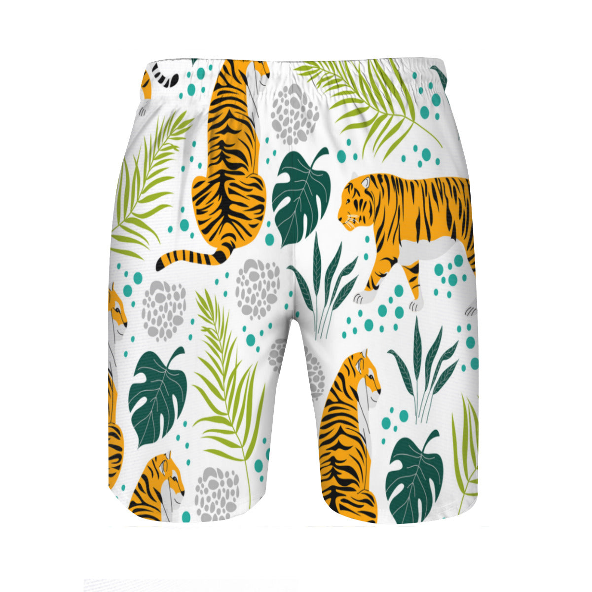 Tropical Leaves Tiger Men's Swim Trunks No.VVBMWC