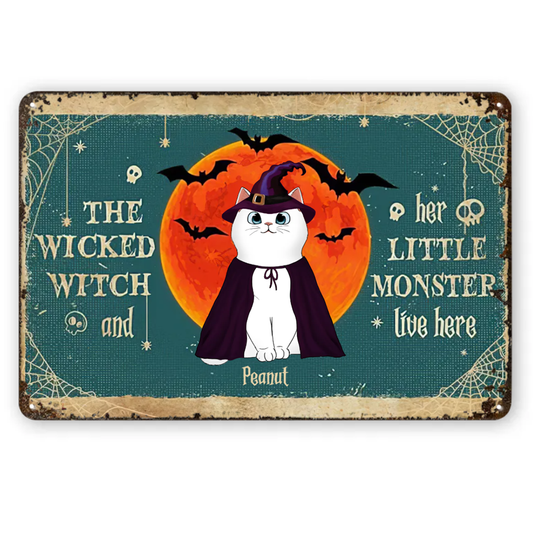 Vintage Halloween Cats Personalized Metal Signs