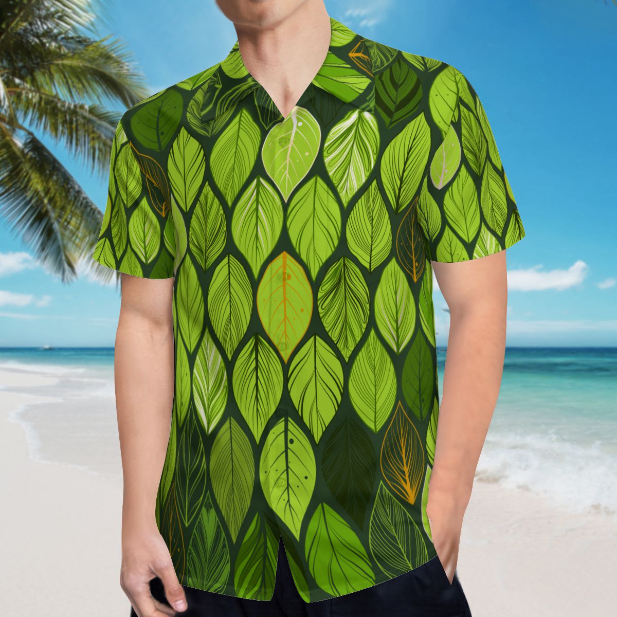 Tropical Leaves 002 Hawaiian Shirts No.W96MKC