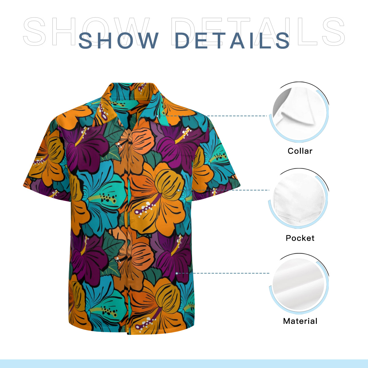 Hibiscus Flowers Pattern Graphic Hawaiian Shirts No.WC6W4W