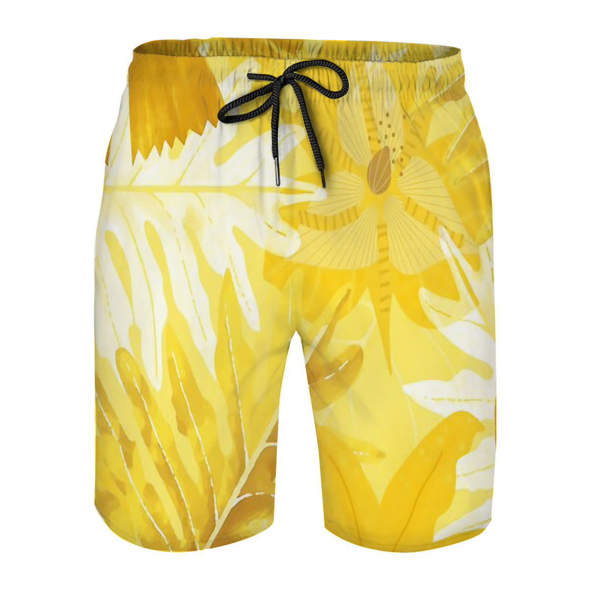 Yellow Tropical Foliage Jungle Graphic Men's Swim Trunks No.WE3IH7