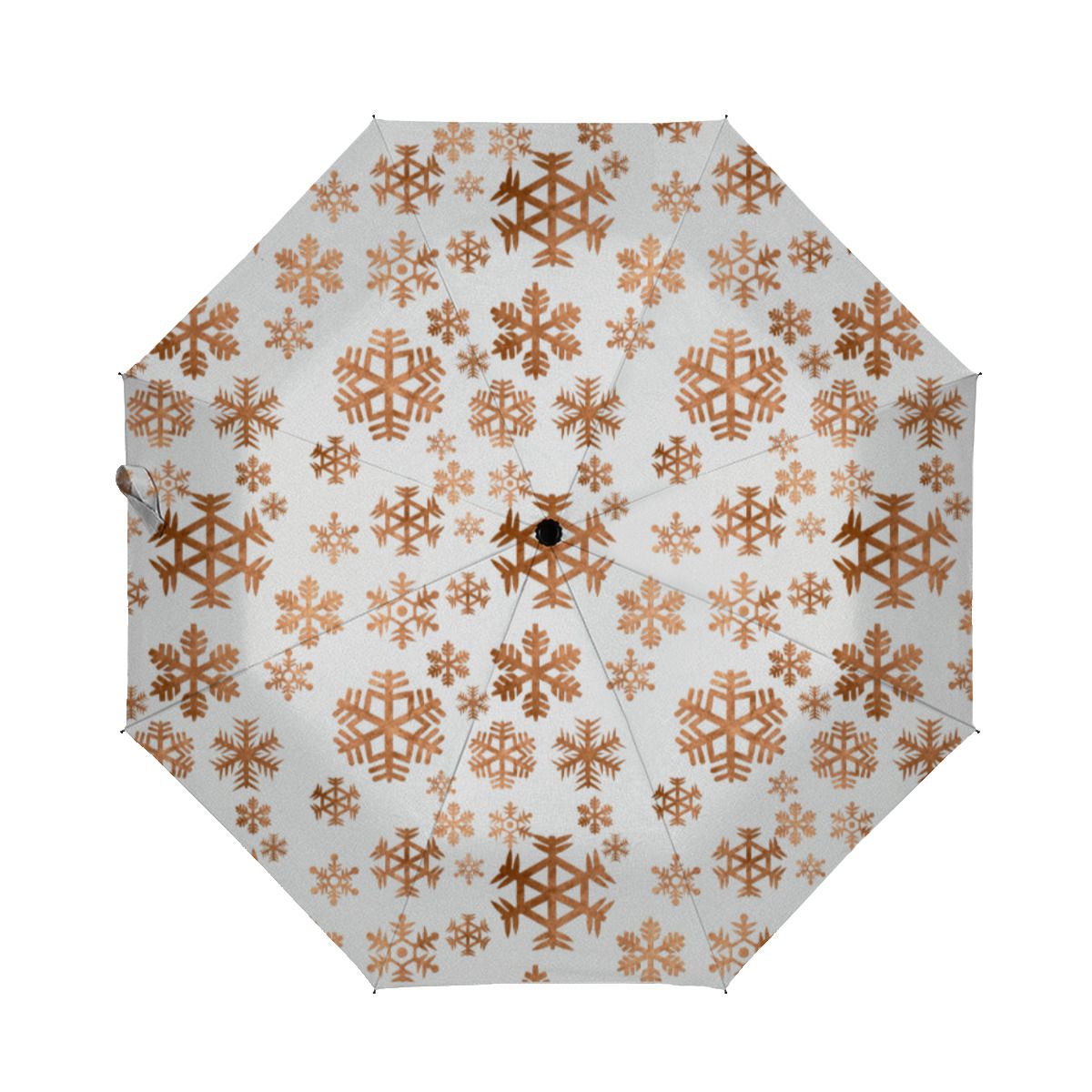 Rose Gold Snowflake Pattern White Brushed Polyester Umbrella No.WJW2SQ