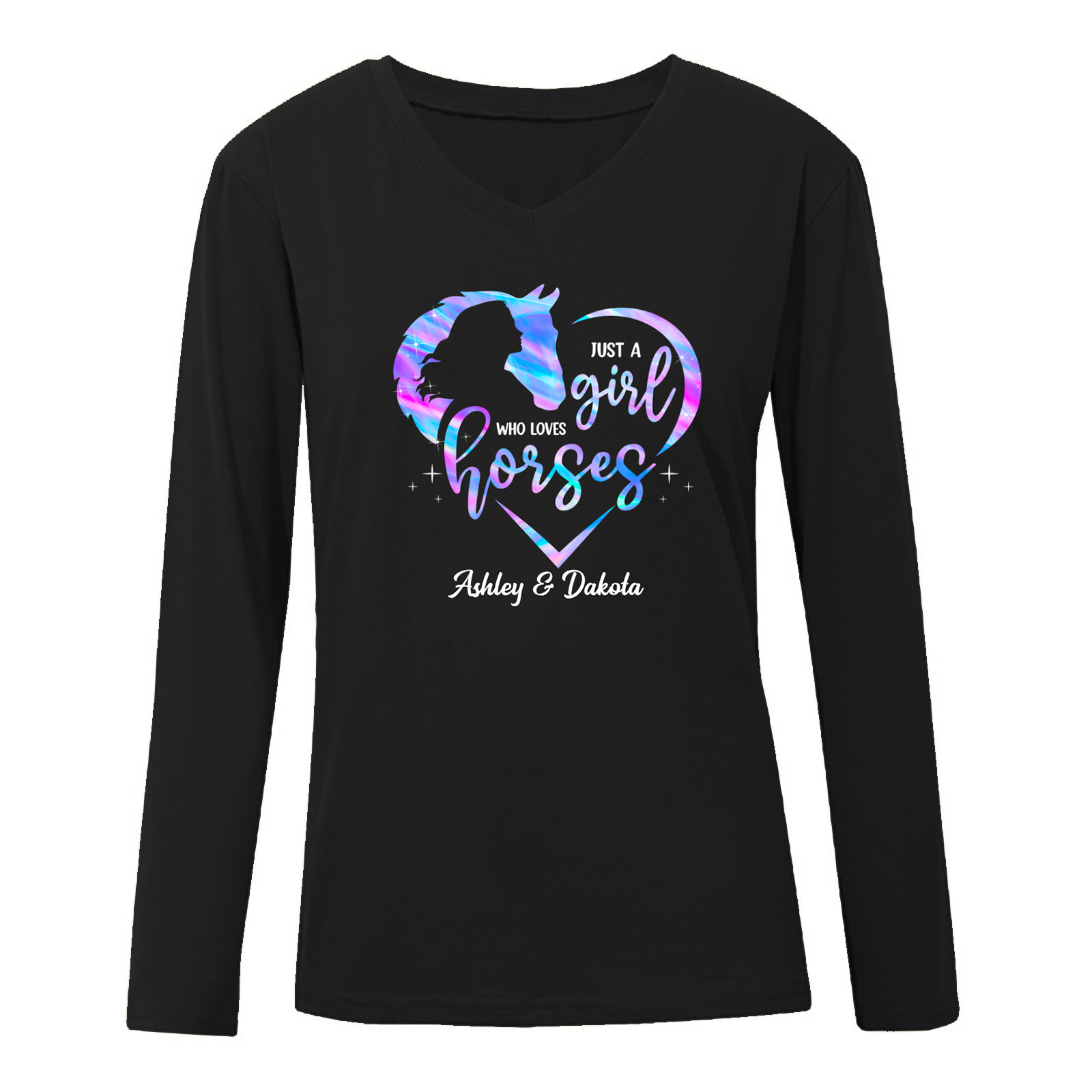 Colorful Horse Lovers Personalized Long Sleeve Shirt