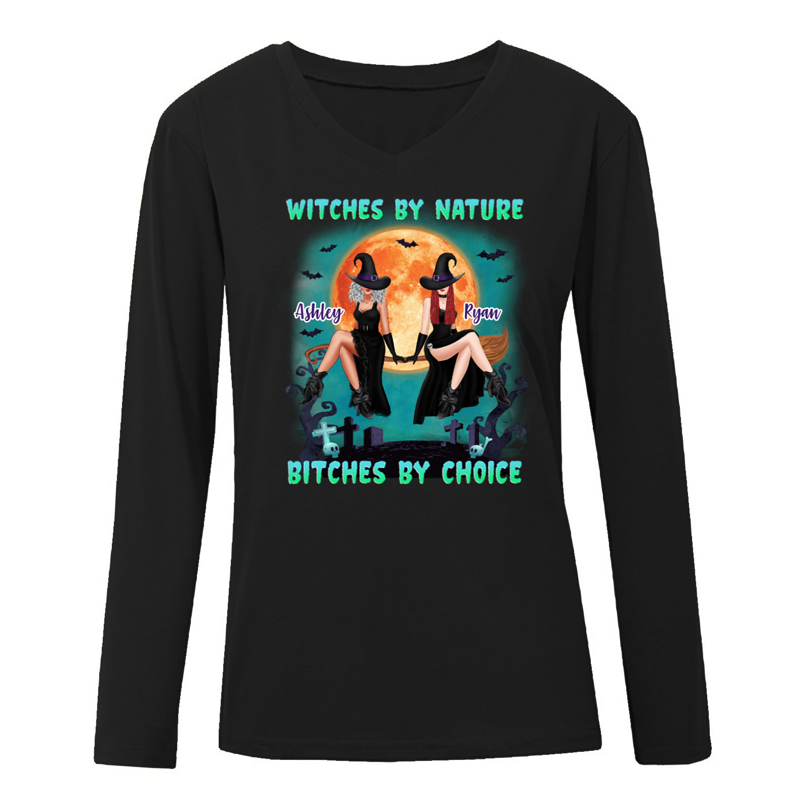 By Nature By Choice Witches Besties Personalized Long Sleeve Shirt