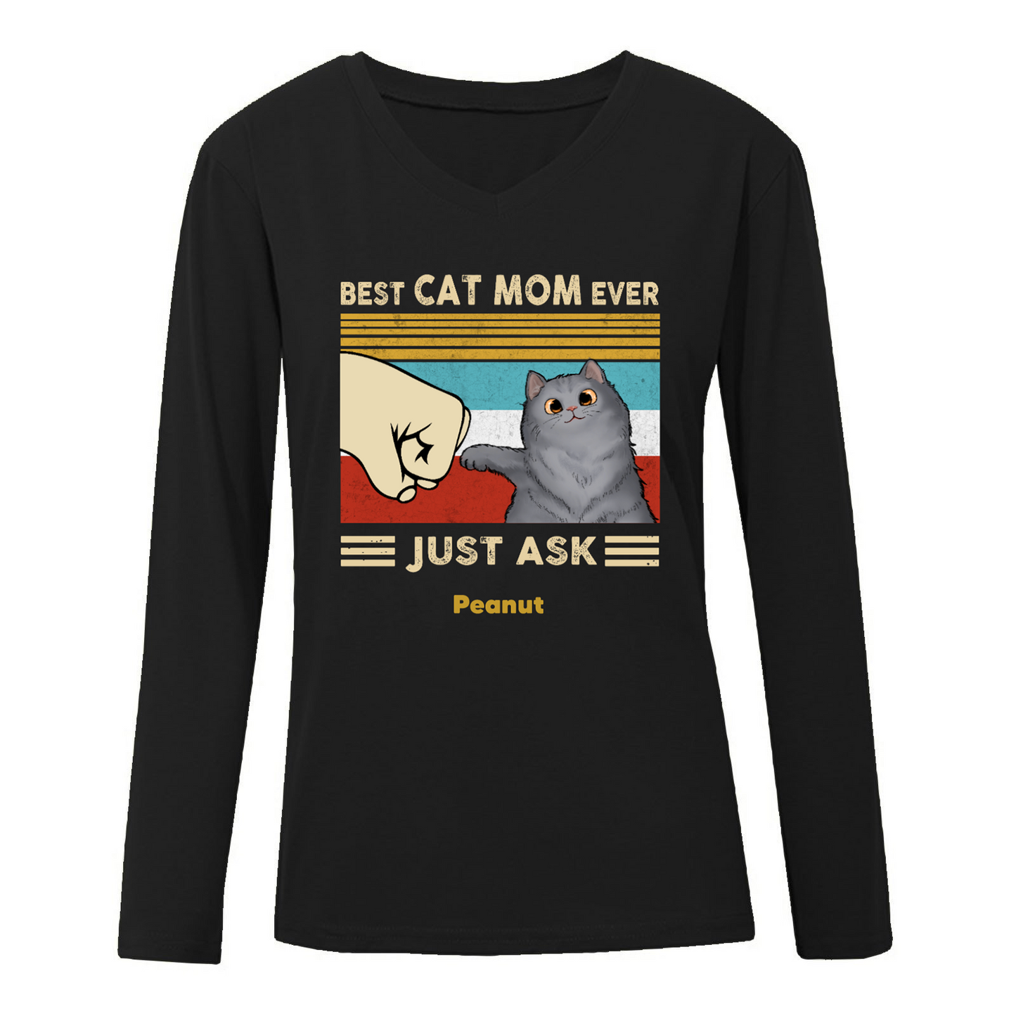 Best Cat Dad/Mom Fluffy Cat Personalized Long Sleeve Shirt