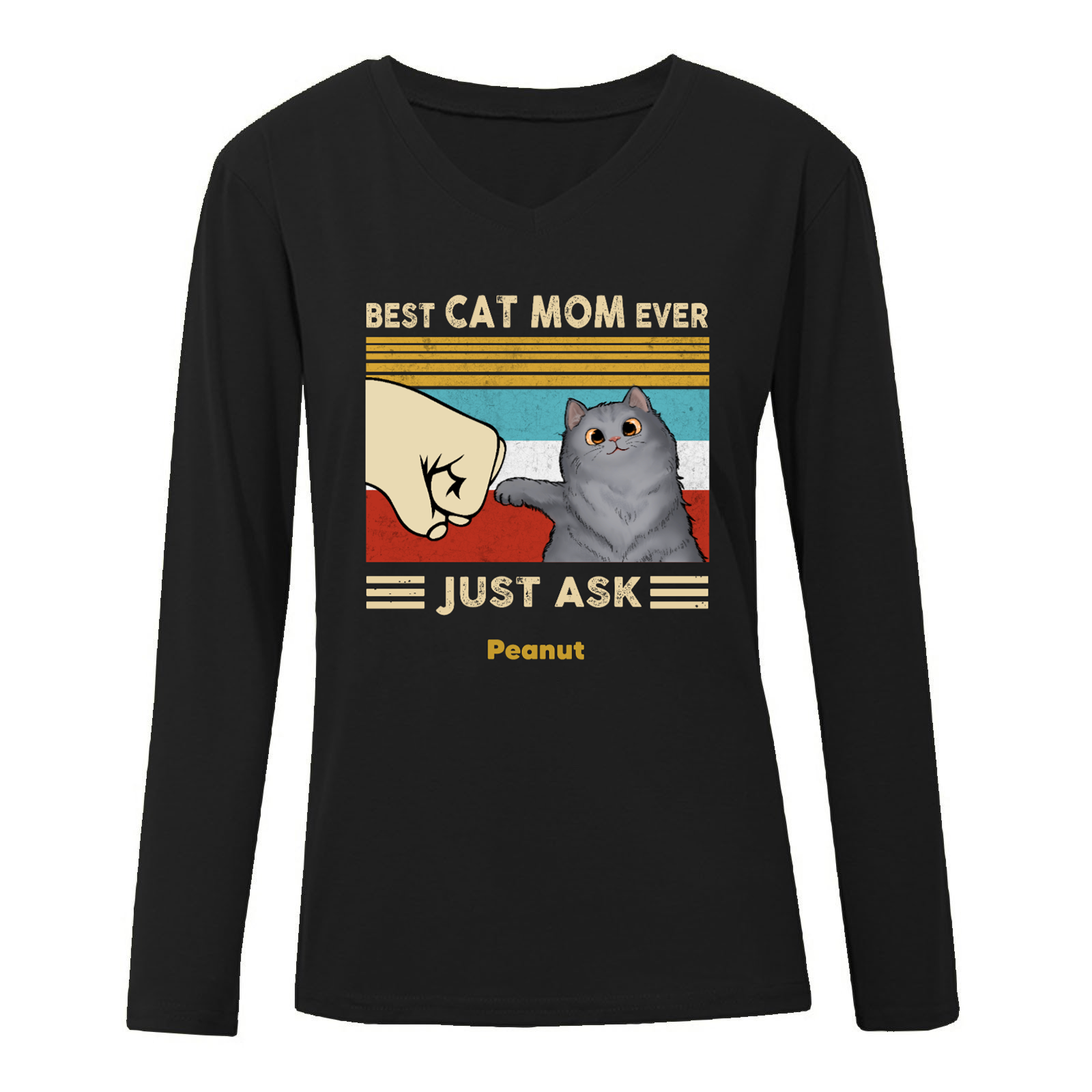 Best Cat Dad/Mom Fluffy Cat Personalized Long Sleeve Shirt