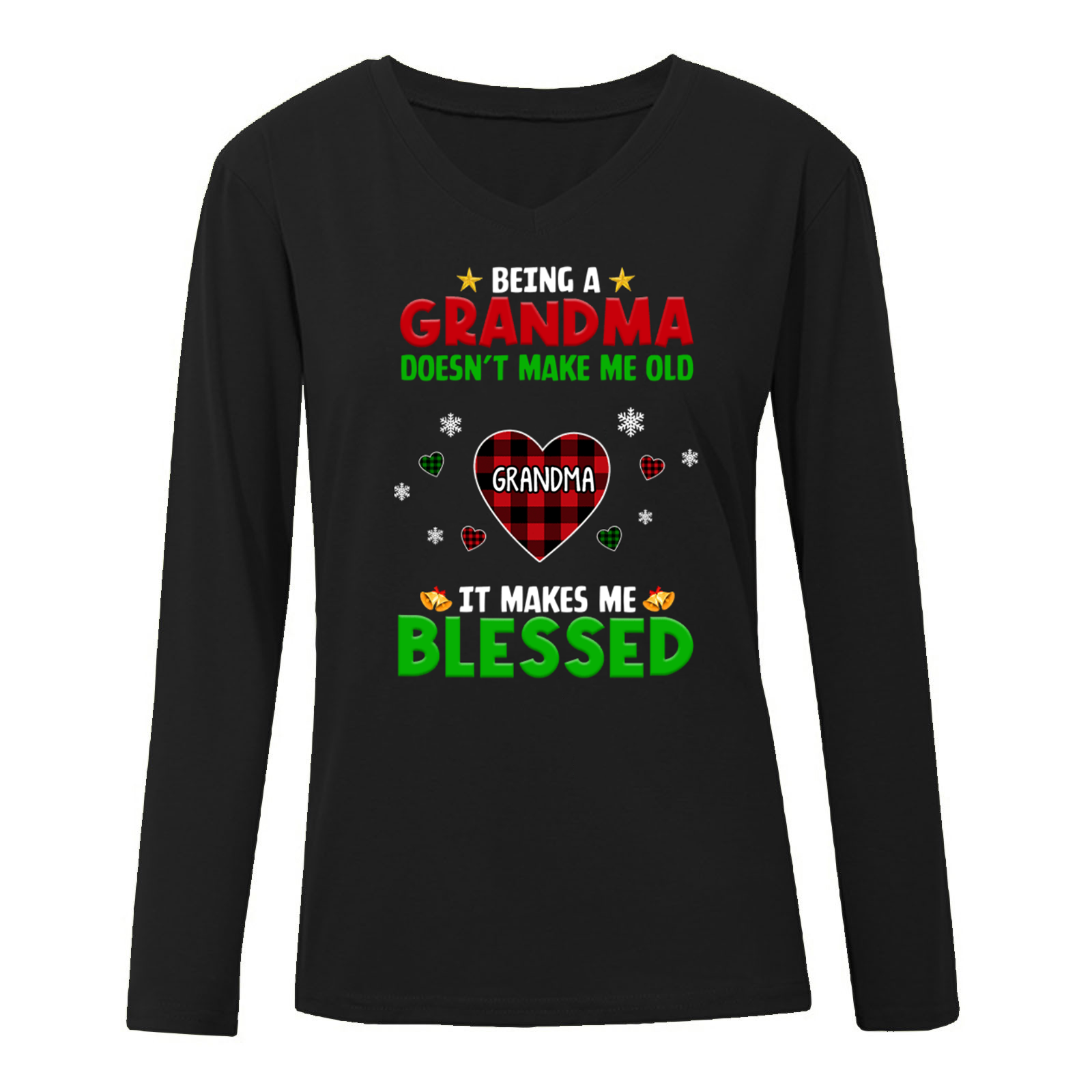 Being A Grandma Makes Me Blessed Christmas Personalized Long Sleeve Shirt