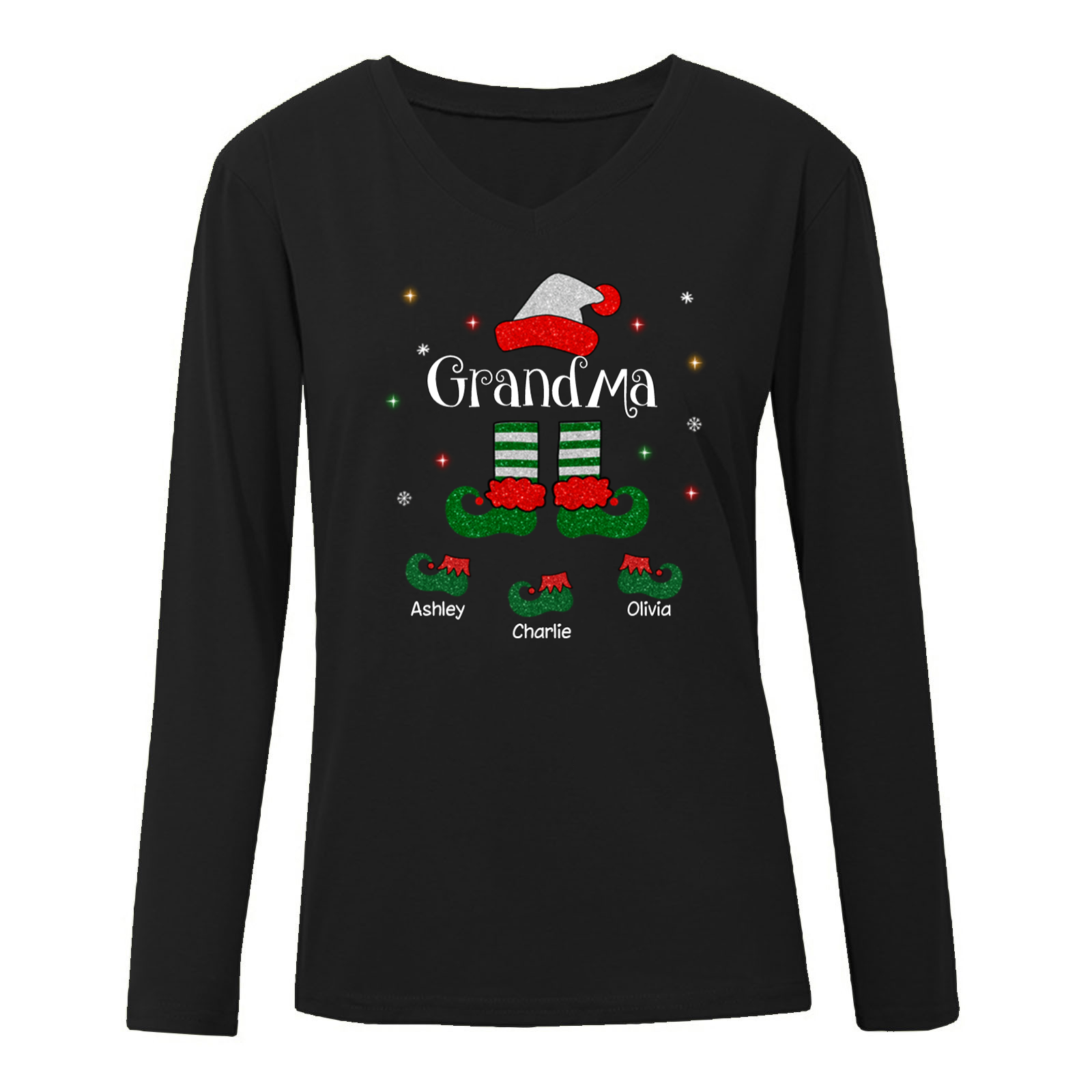 Elf Grandma Christmas Personalized Long Sleeve Shirt