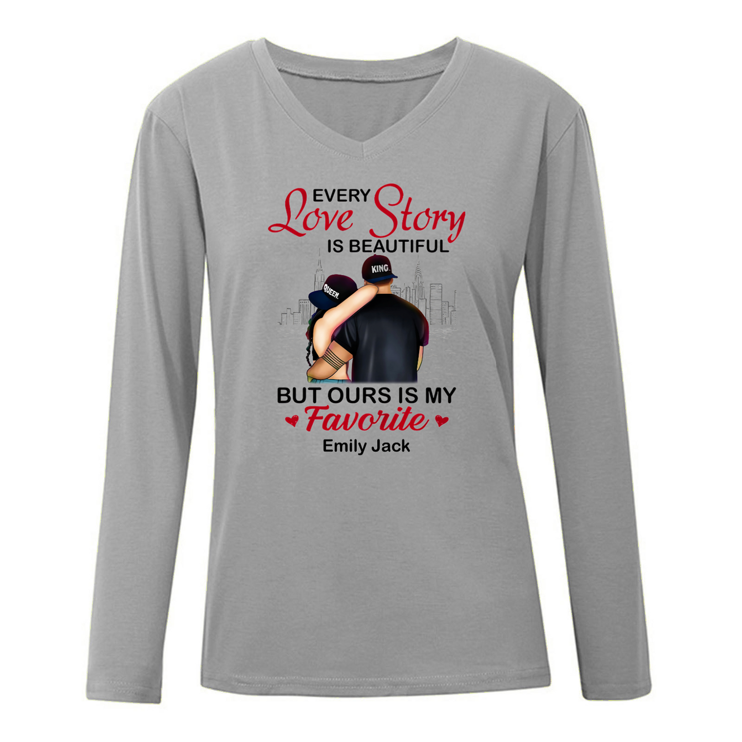 Personalized Couple Love Story Long Sleeve Shirt