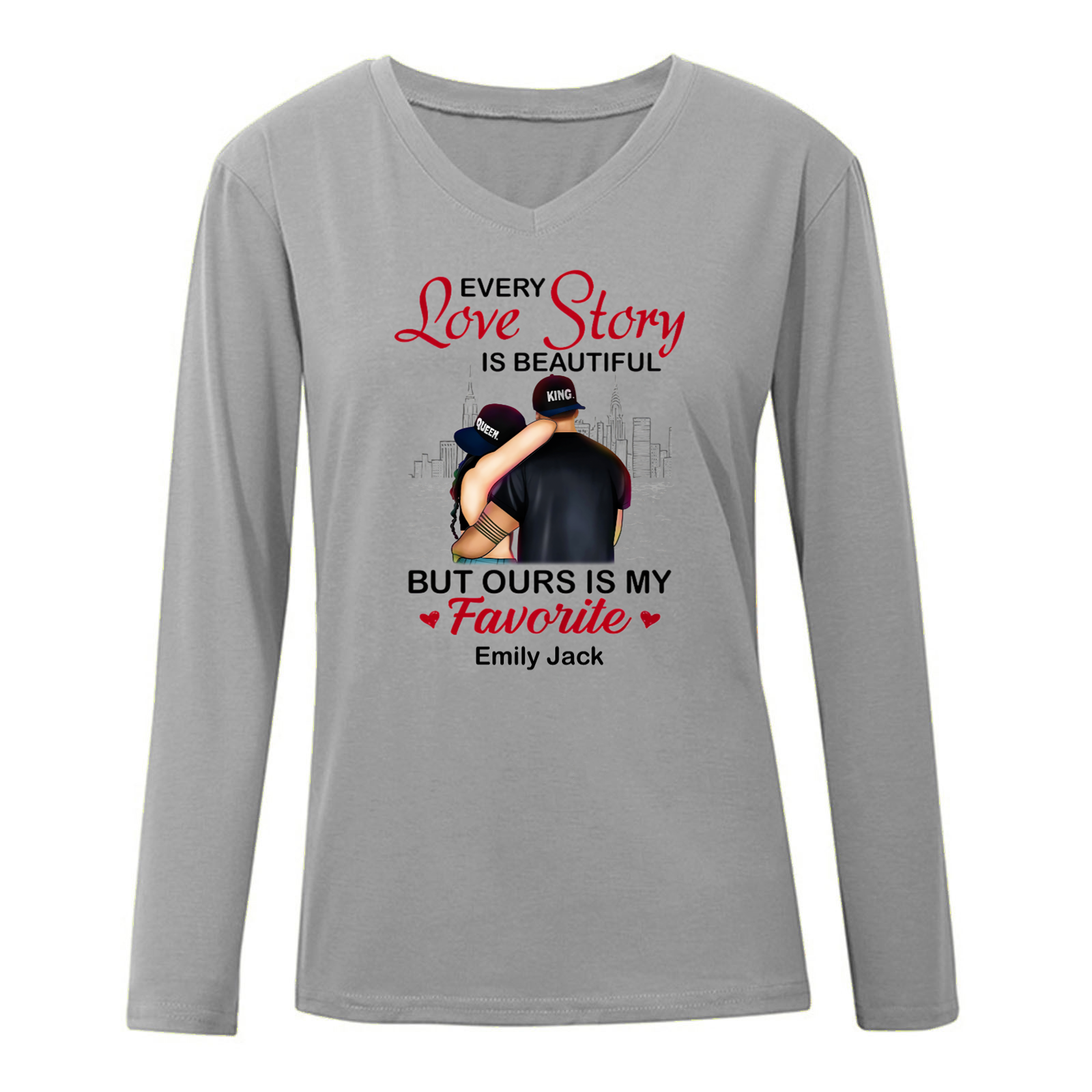 Personalized Couple Love Story Long Sleeve Shirt