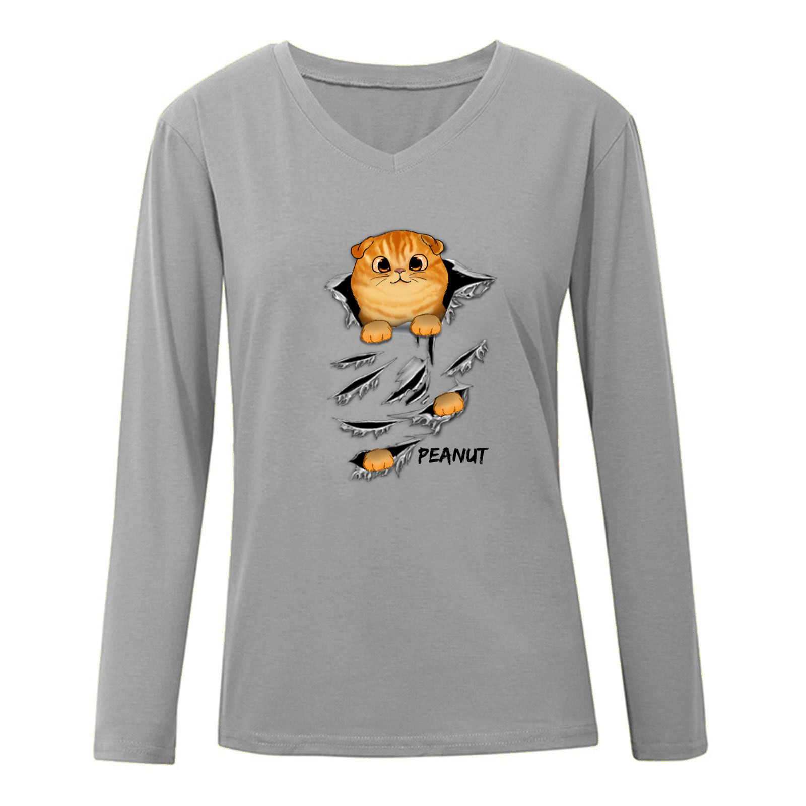 Cats Scratch Personalized Shirt Woman Long Sleeve Shirt