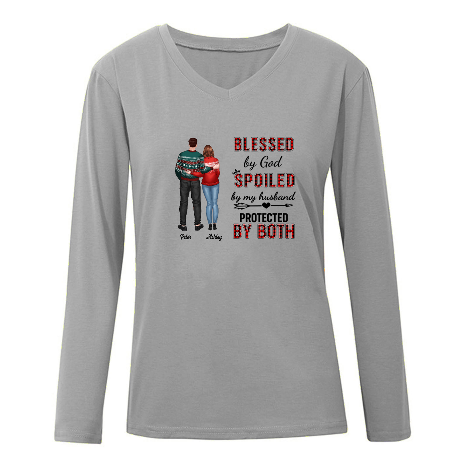 Blessed By God Spoiled By Husband Personalized Woman Long Sleeve Shirt
