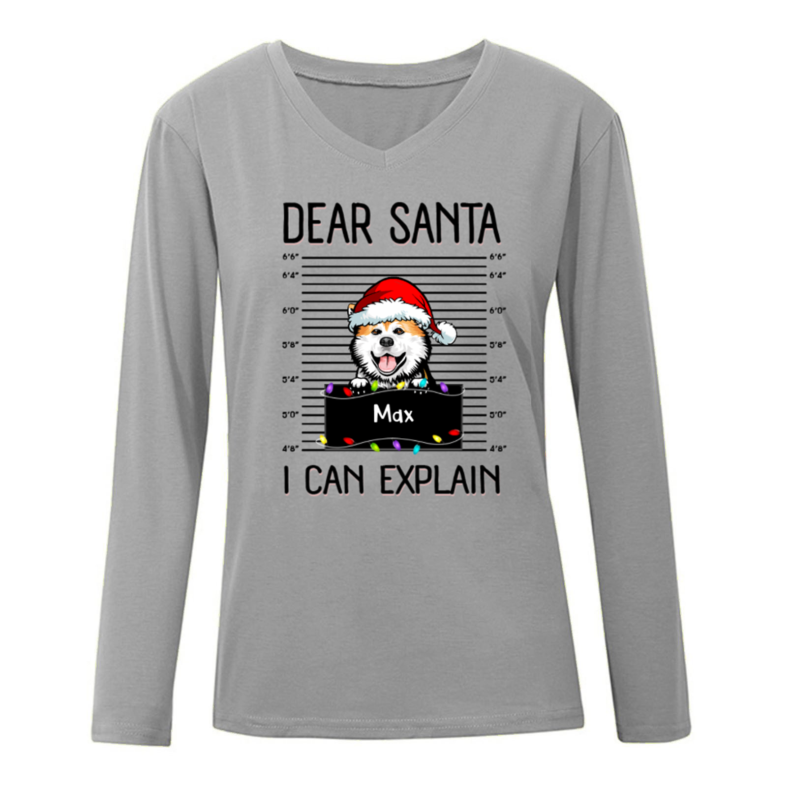 Dear Santa I Can Explain Peeking Dog パーソナライズド ロングスリーブシャツ