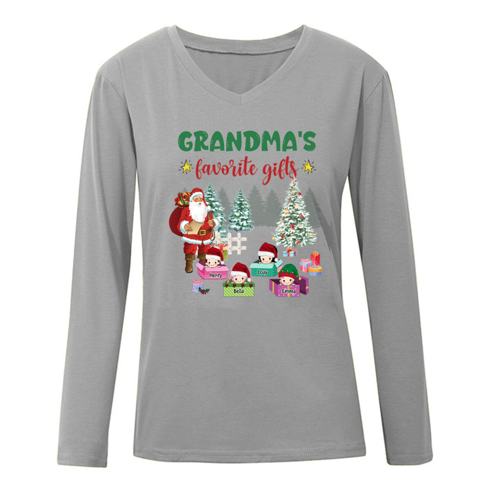 Grandma‘s Favorite Gifts Family Personalized Long Sleeve Shirt