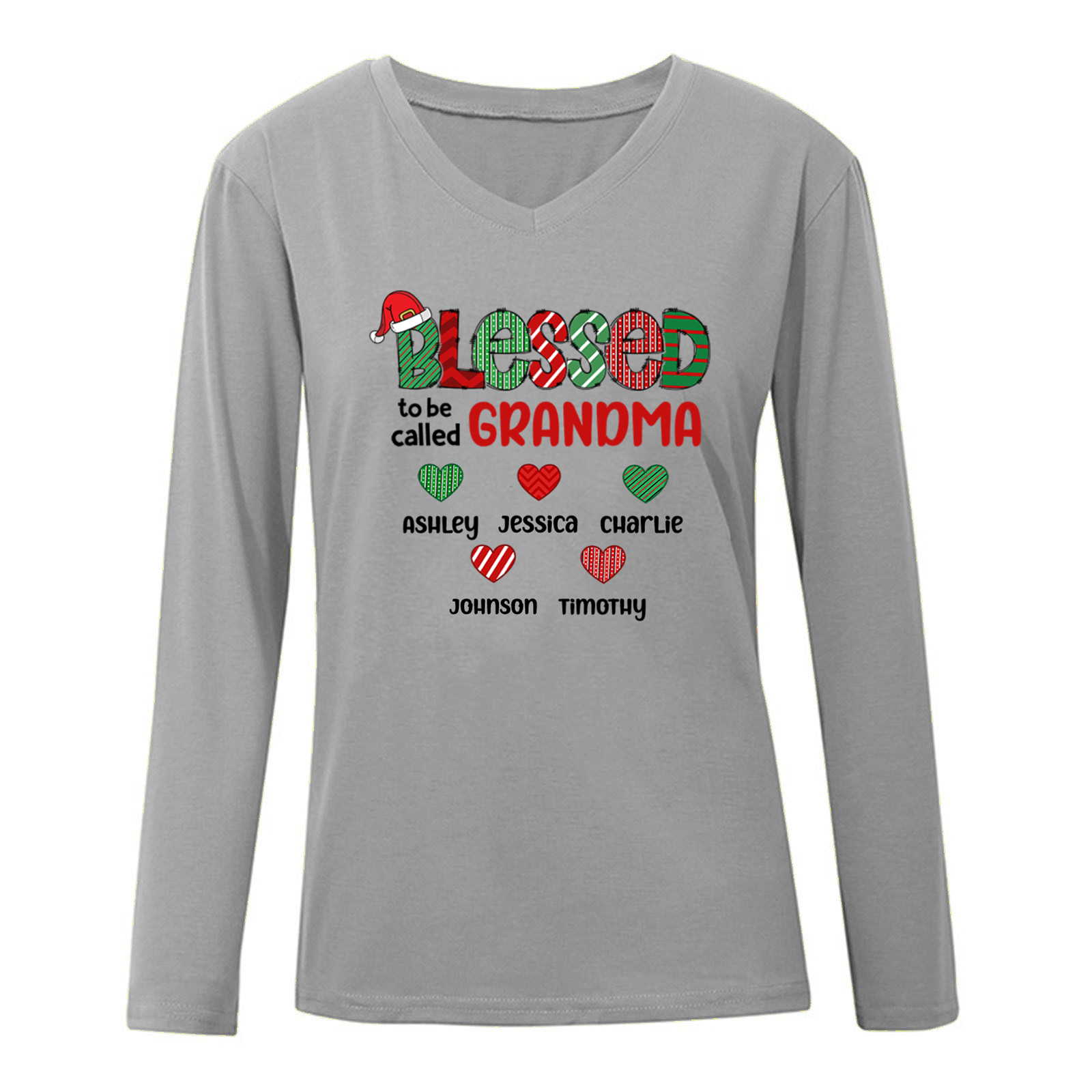 Christmas Blessed To Be Called Mom Grandma Personalized Long Sleeve Shirt