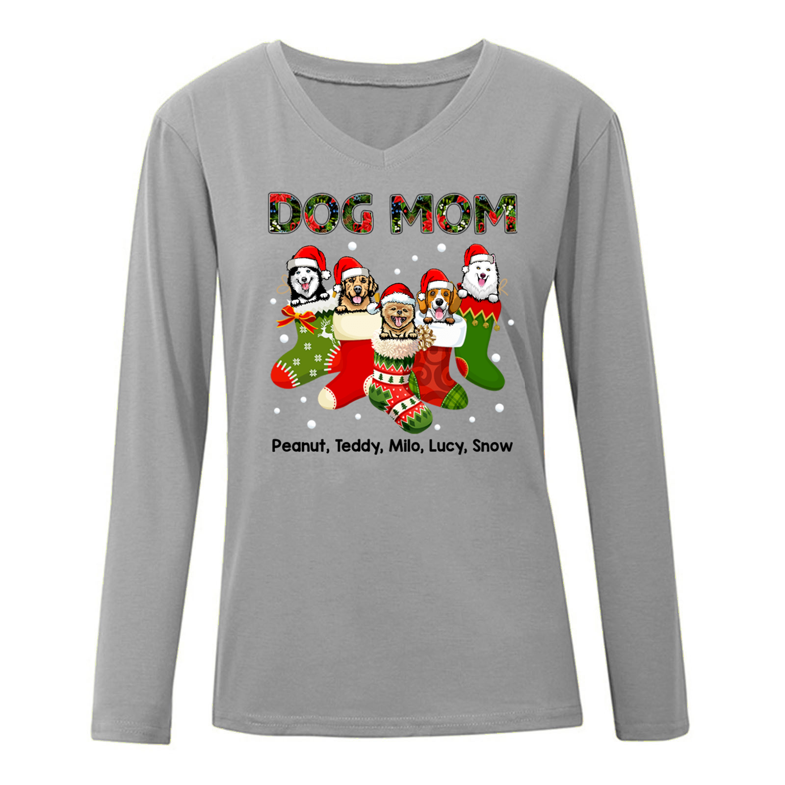 Dog Mom Dog Dad Christmas Personalized Long Sleeve Shirt
