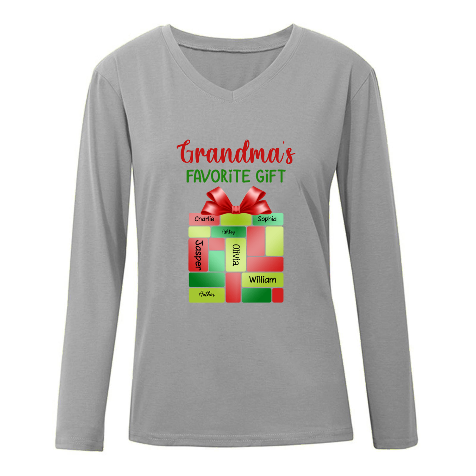 Grandma‘s Favorite Gift Names In Gift Box Personalized Long Sleeve Shirt