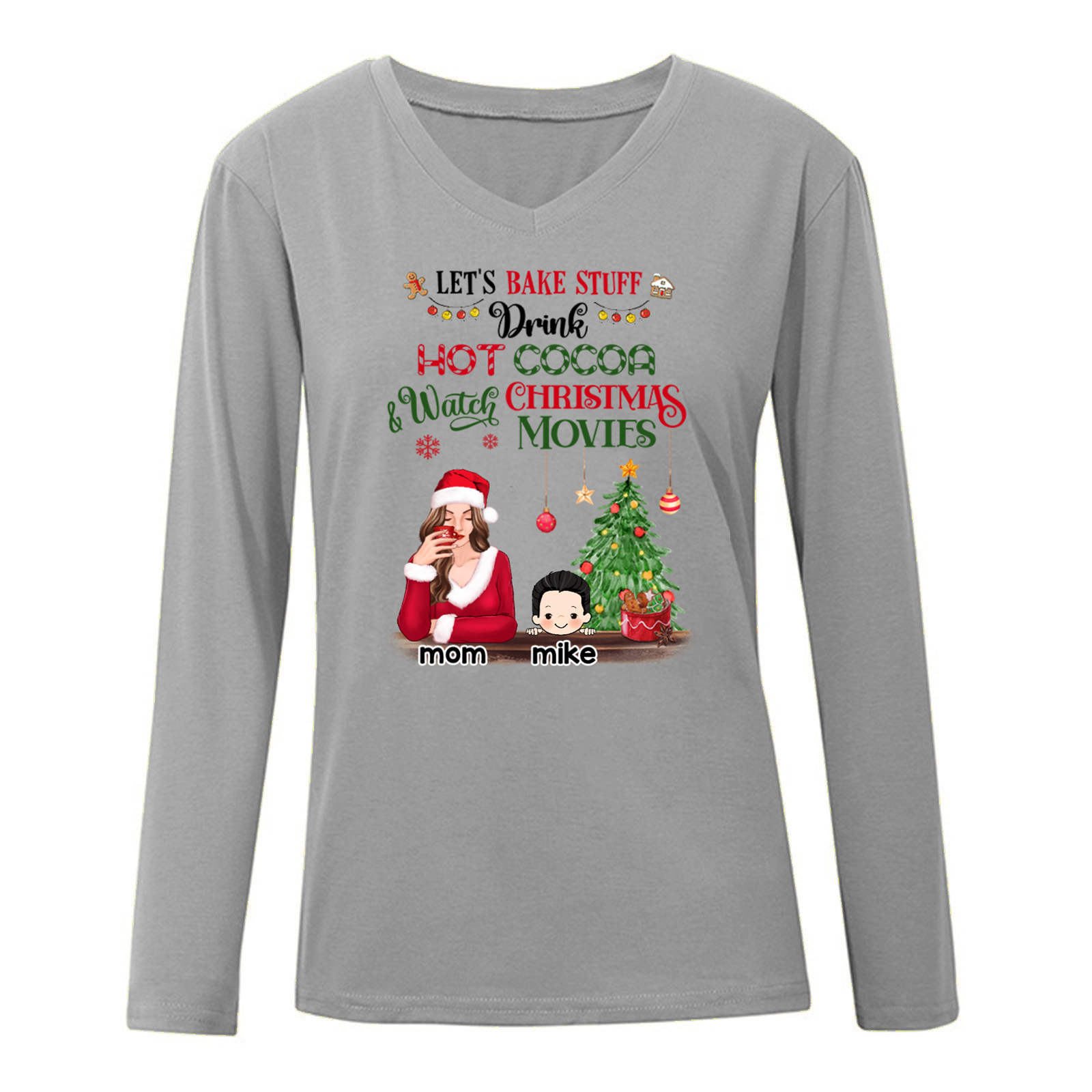 Bake Stuff Beautiful Mom And Kids Christmas Personalized Shirt Long Sleeve Shirt