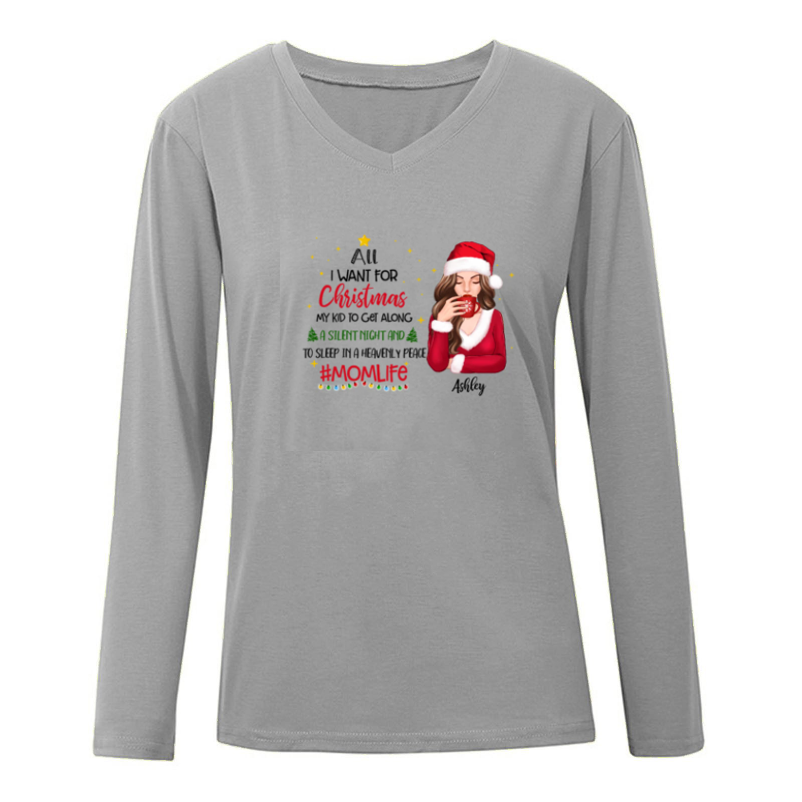 Mom All I Want For Christmas Personalized Long Sleeve Shirt