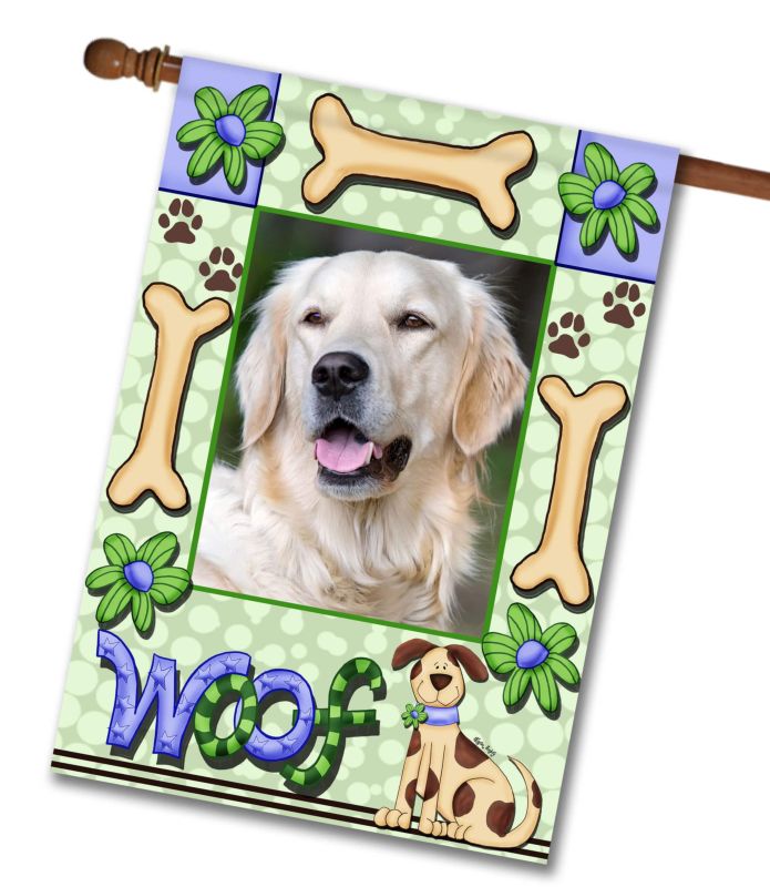 Woof – Personalized Photo & Name – Garden Flag & House Flag