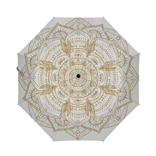 Elegant White & Gold Mandala Hand Drawn Design Brushed Polyester Umbrella No.X8VSGW