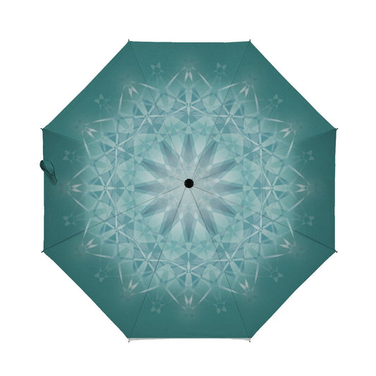 Snowflakes On Glitter Turquoise Id454 Brushed Polyester Umbrella No.XBHMYT