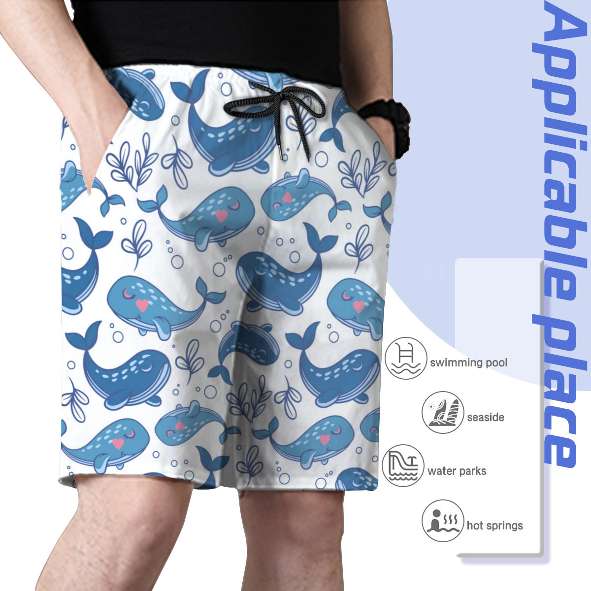 Cute Whale Men's Swim Trunks No.XE29ZC