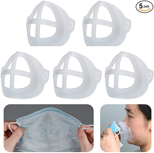 3D Mask Bracket - Mouth and Nose Protection Lipstick Increase Breathing Space Help Breathe Smoothly 5PC