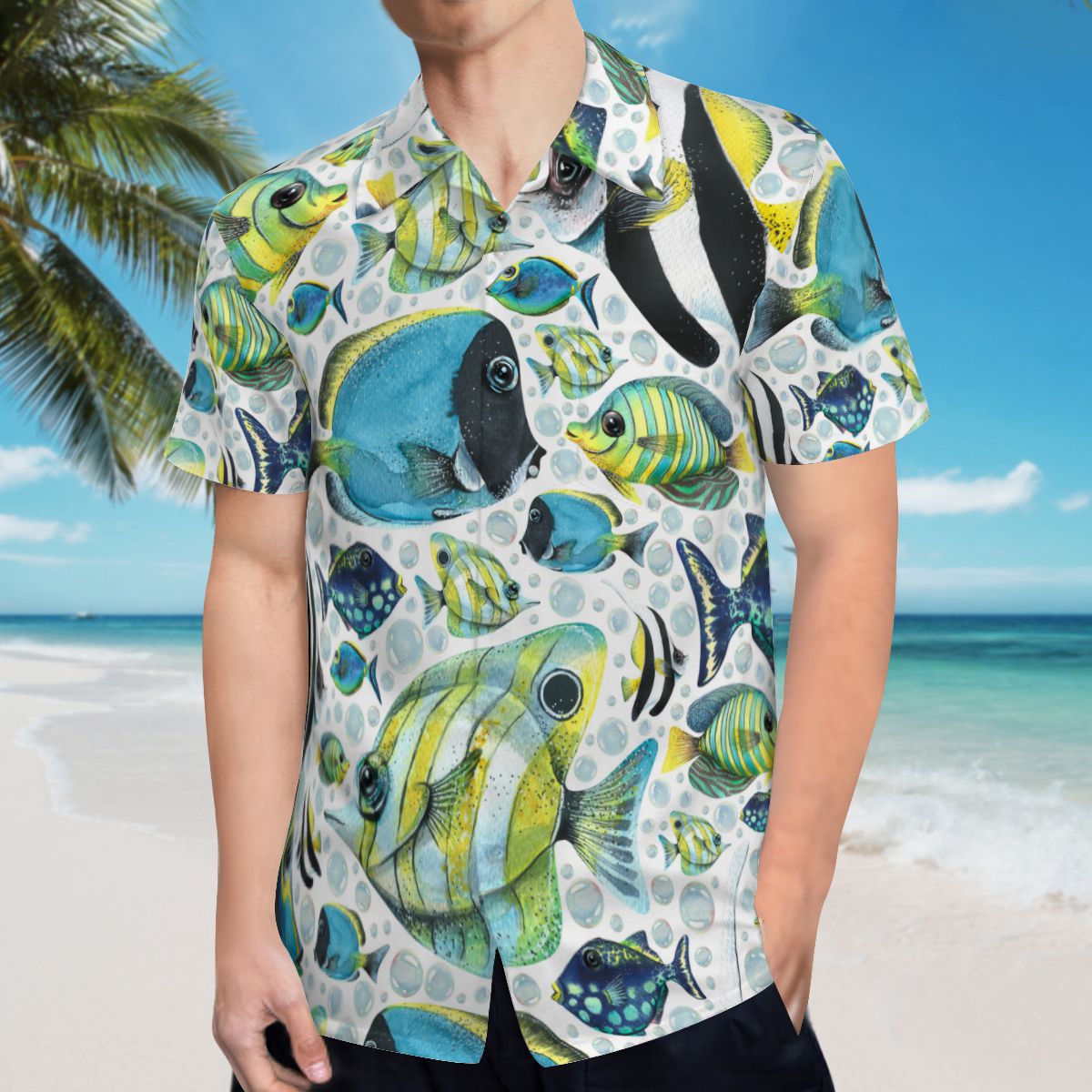 Colorful Bright Tropical Fish Hawaiian Shirts No.Y2OSF6