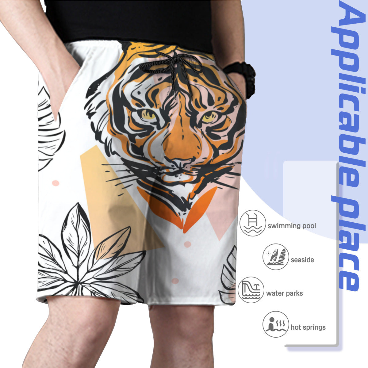 Tiger Men's Swim Trunks No.Y7VMSQ