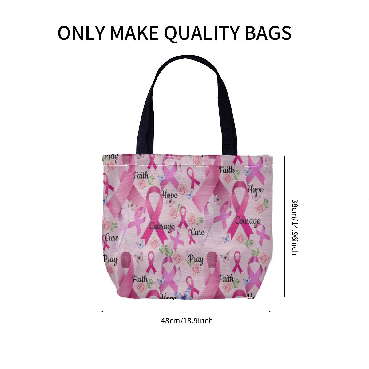 Pink Ribbon Breast Cancer Canvas Bag No.VCT5VP
