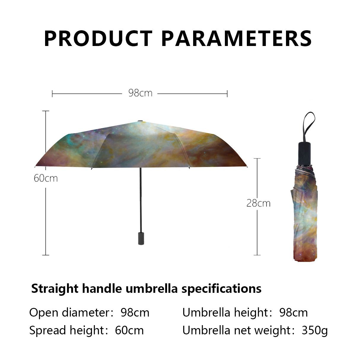Aqua Green Orion Nebula Brushed Polyester Umbrella No.YWK5B6