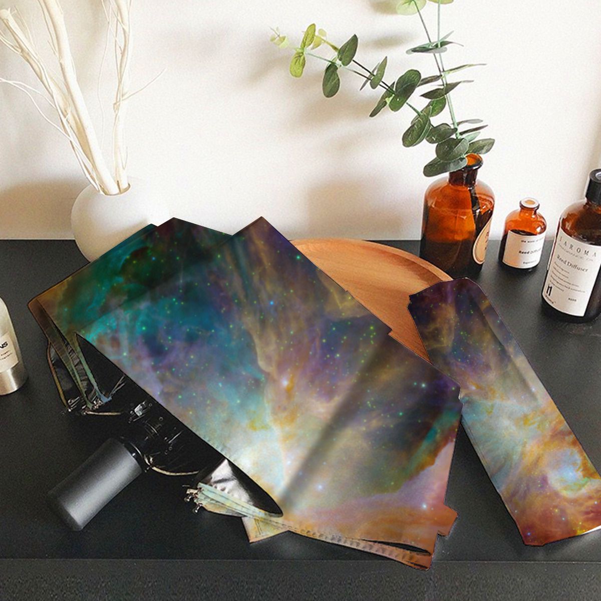 Aqua Green Orion Nebula Brushed Polyester Umbrella No.YWK5B6