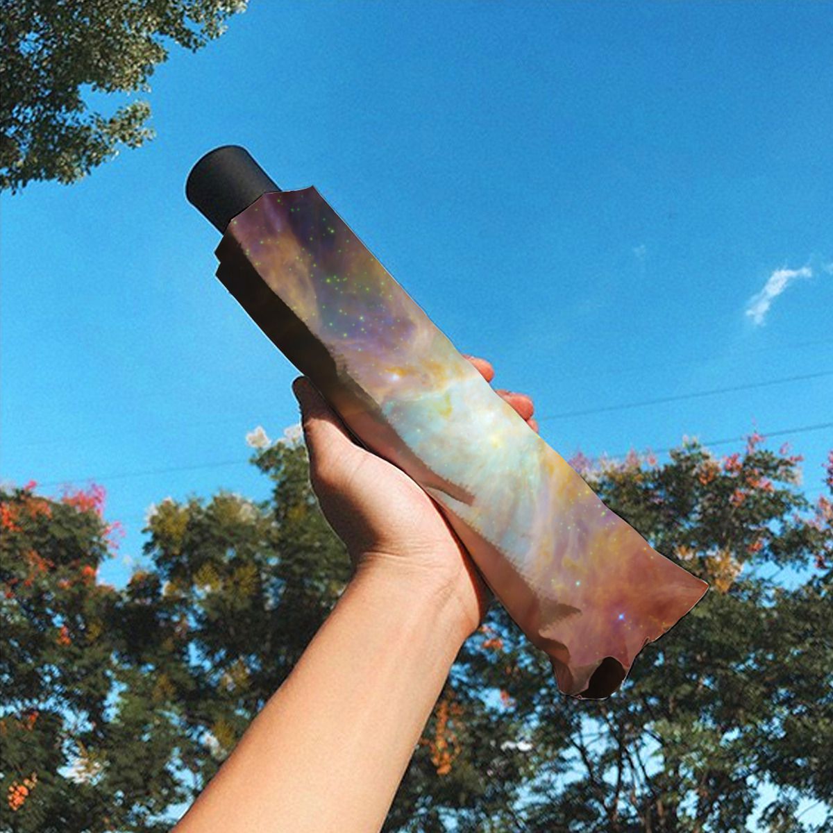 Aqua Green Orion Nebula Brushed Polyester Umbrella No.YWK5B6