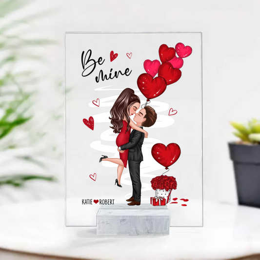 Be Mine Doll Couple Kissing - Gift For Couples - Personalized Acrylic Plaque