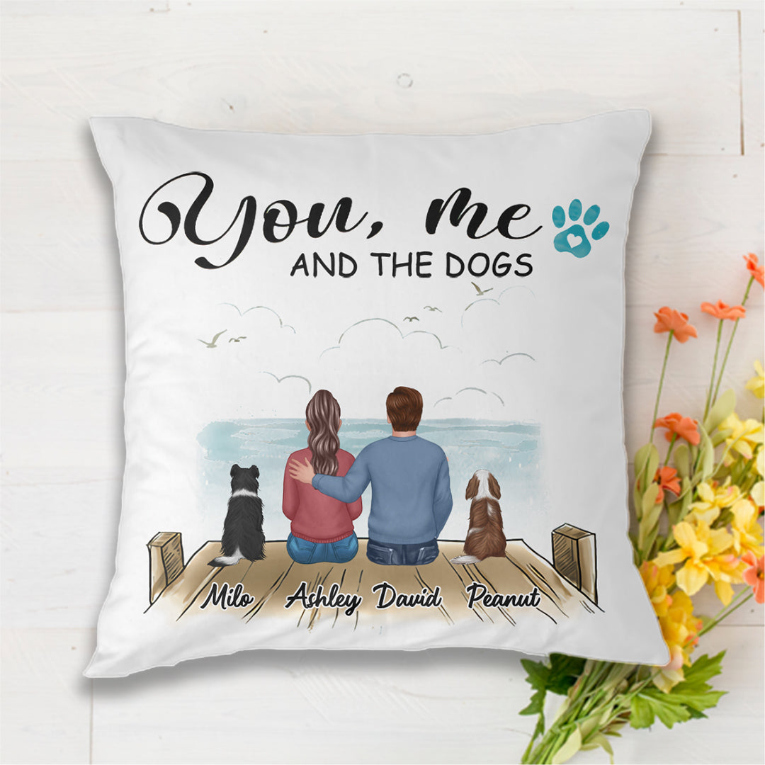 You Me And The Dogs Couple Personalized Pillow
