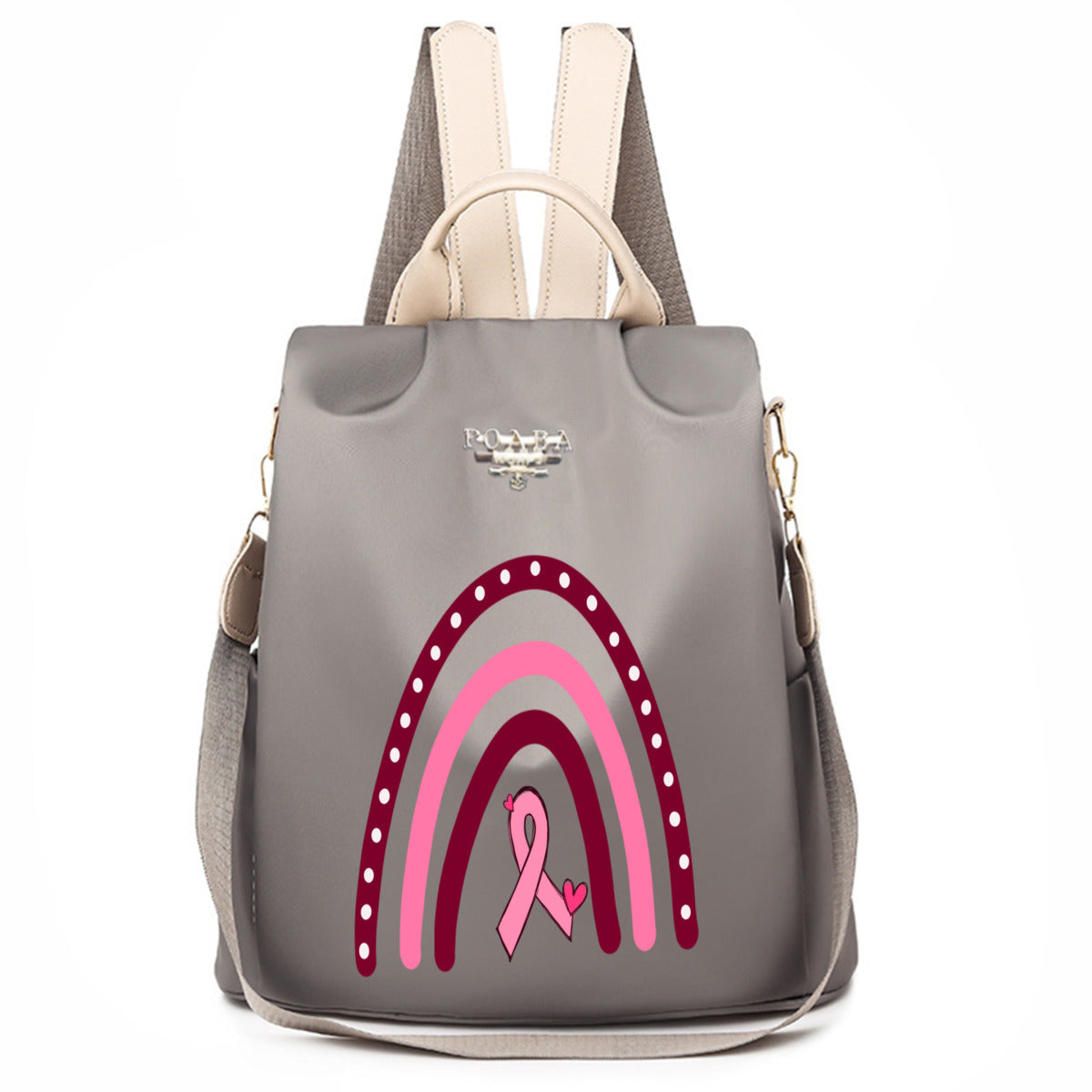 Rainbow Pink Ribbon Backpack No.Z7SOXW