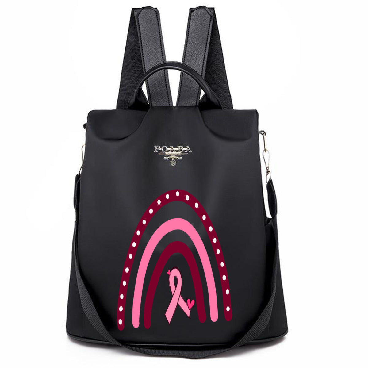 Rainbow Pink Ribbon Backpack No.Z7SOXW