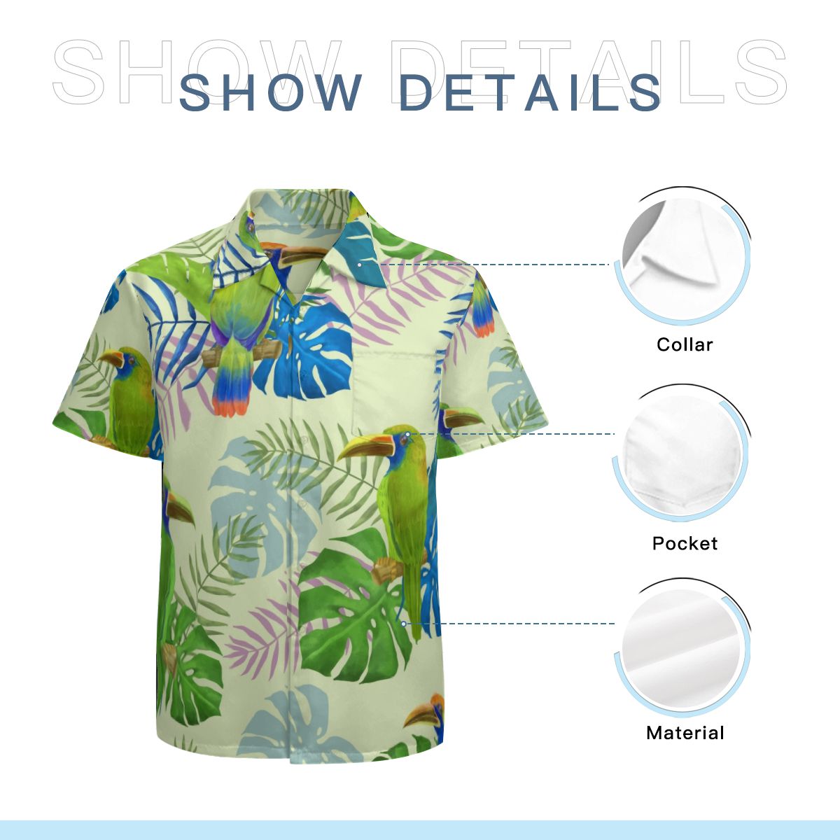 Tropical Leaves Parrot 2 Hawaiian Shirts No.ZSQIGL