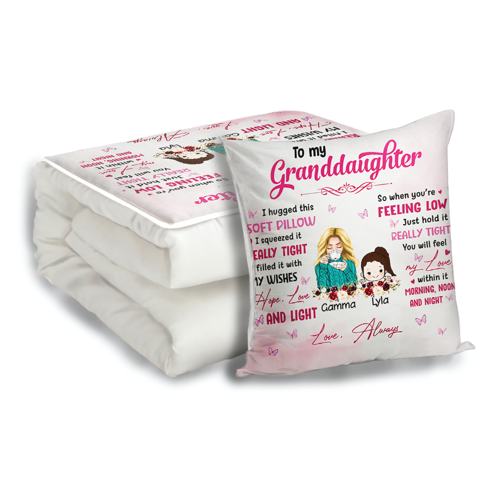 To My Granddaughter Grandson Personalized Pillow Blanket 2 in 1