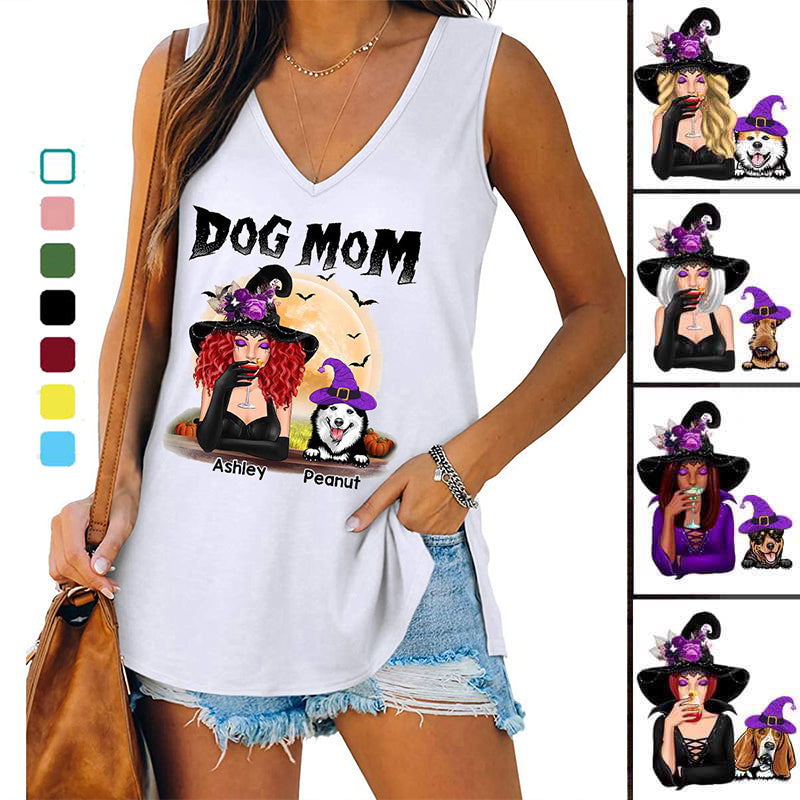 Halloween Witch Dog Mom Personalized Tank Top