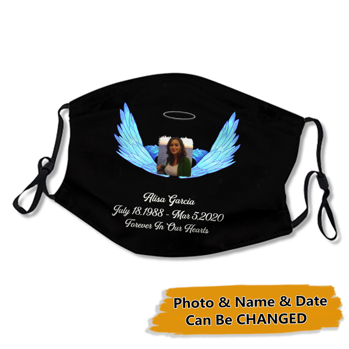 Personalized Photo and Name Memorial Cloth Face Mask No.13