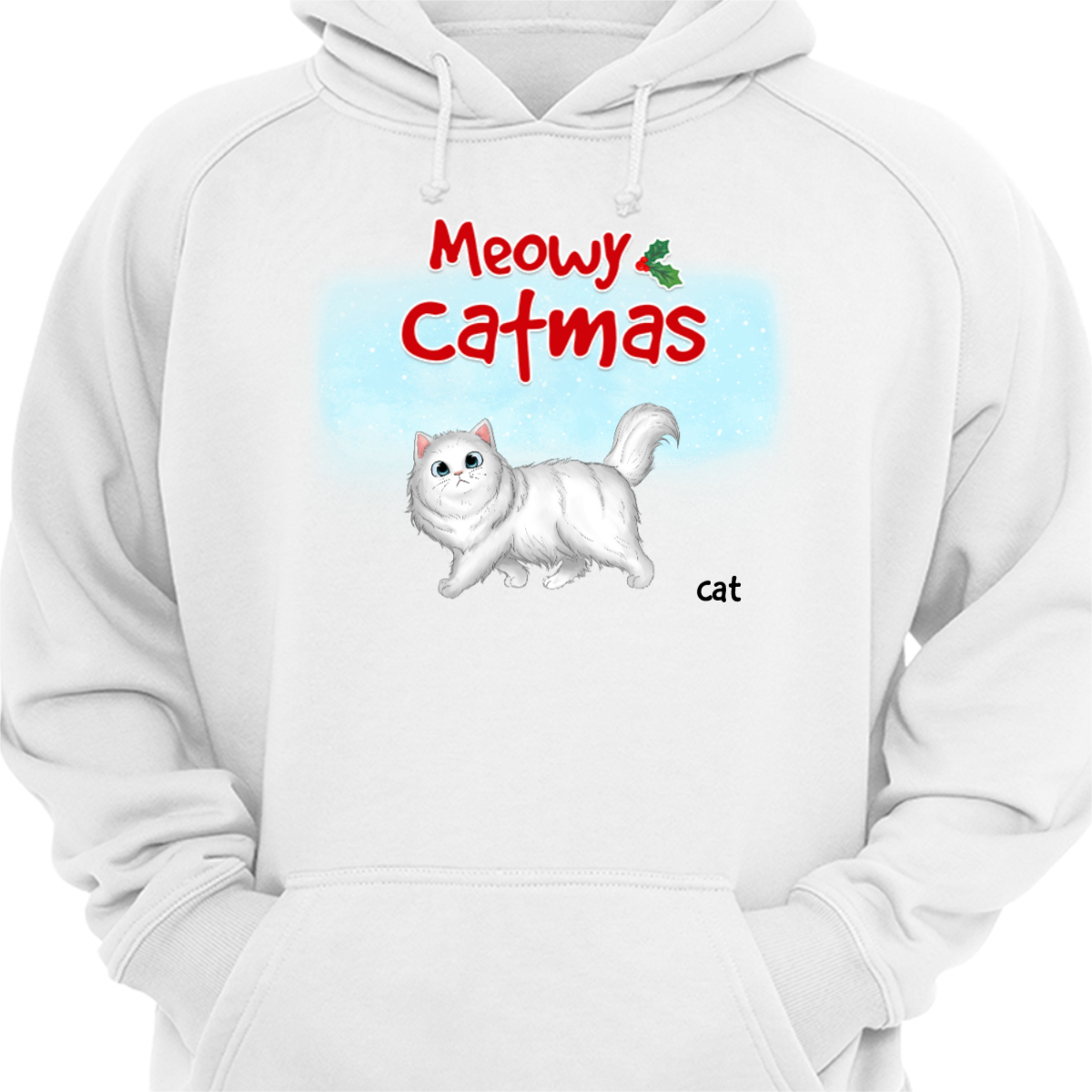 Winter Wonderland Walking Fluffy Cats Christmas Hoodie Sweatshirt