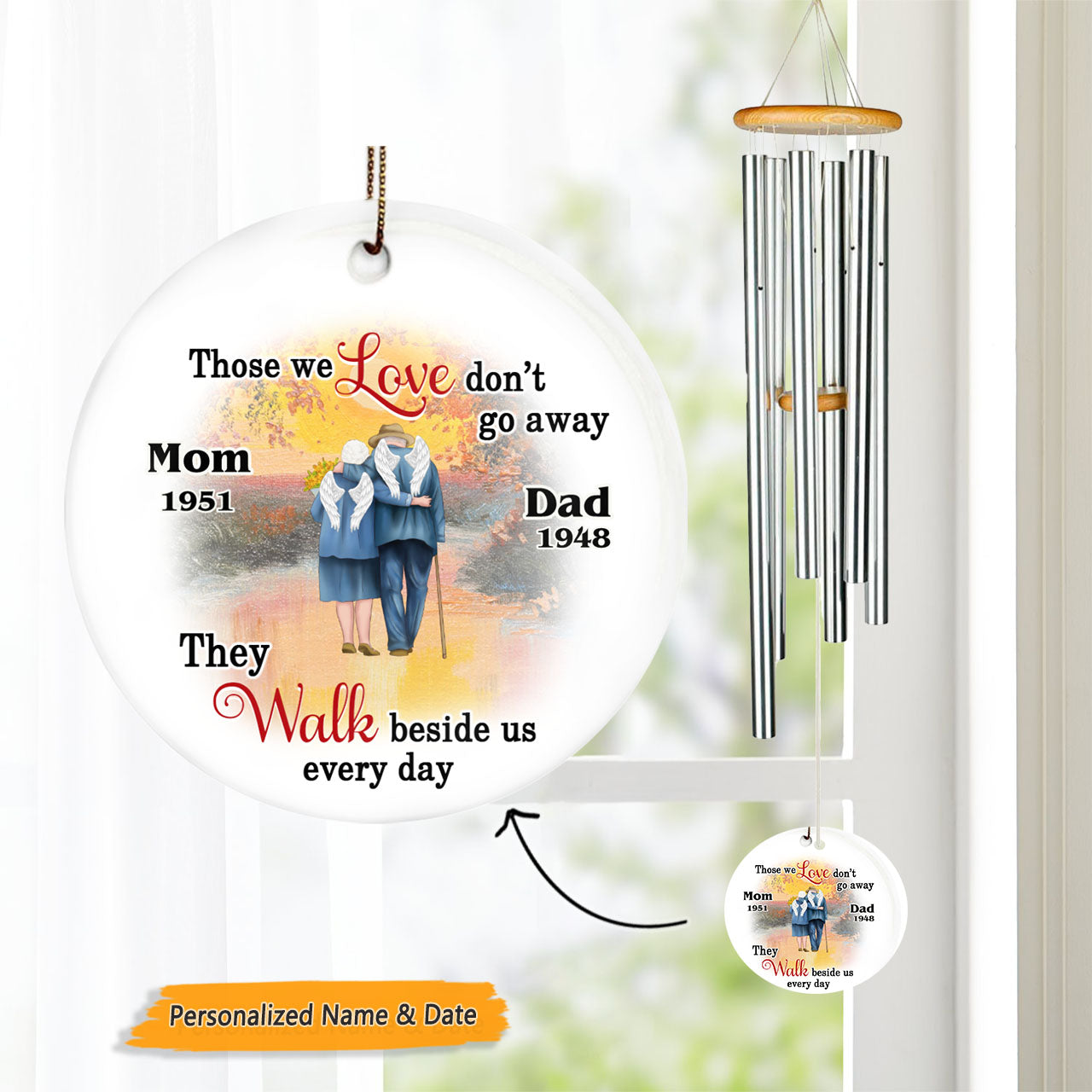 Dad Mom Those We Love Memorial Personalized Wind Chime