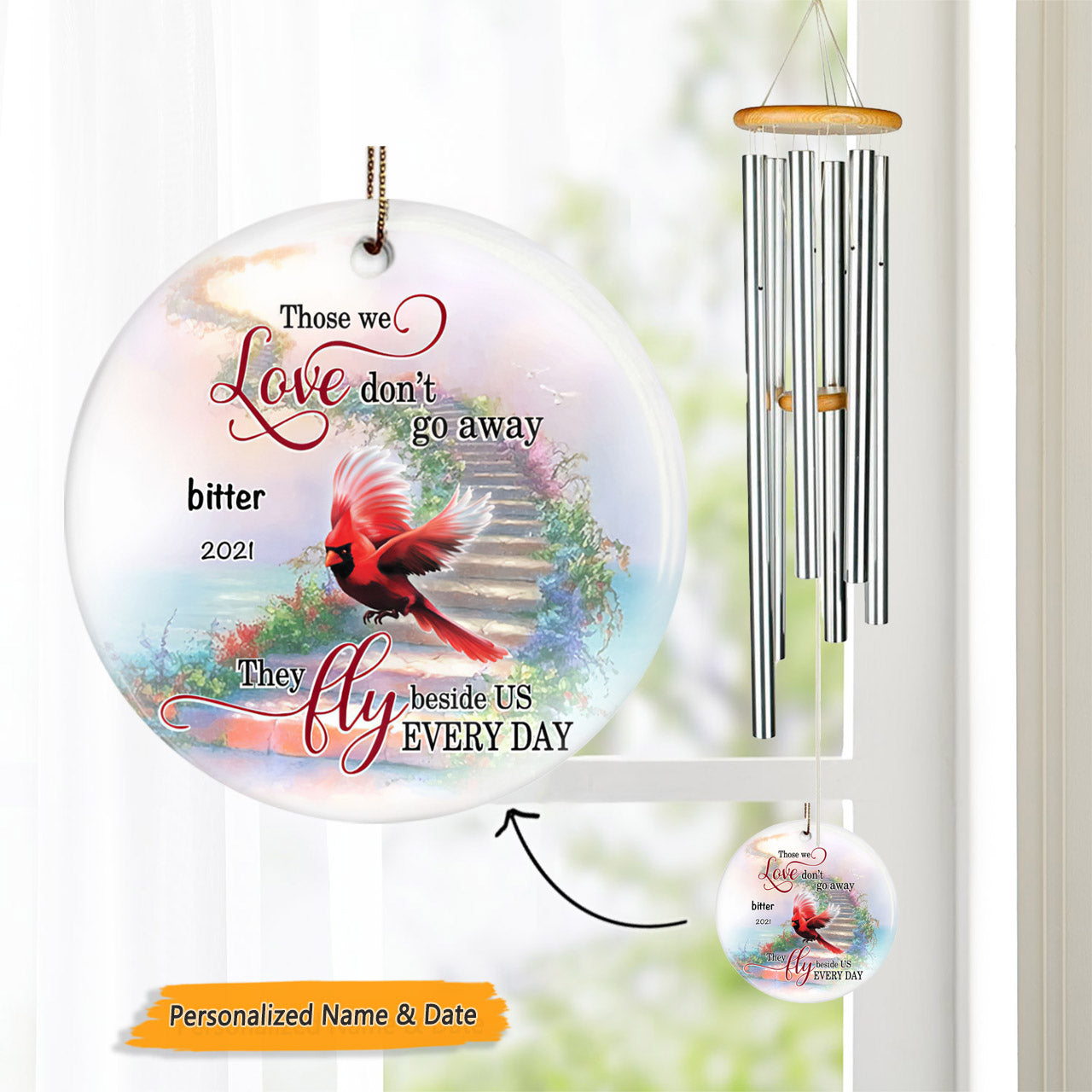 Cardinals Personalized Memorial Wind Chime