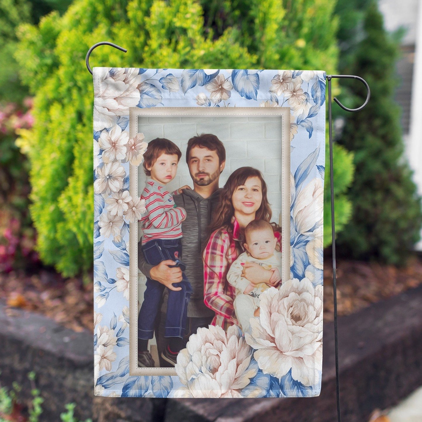 Personalized Old Fashion Flowers House Flag & Garden Flag