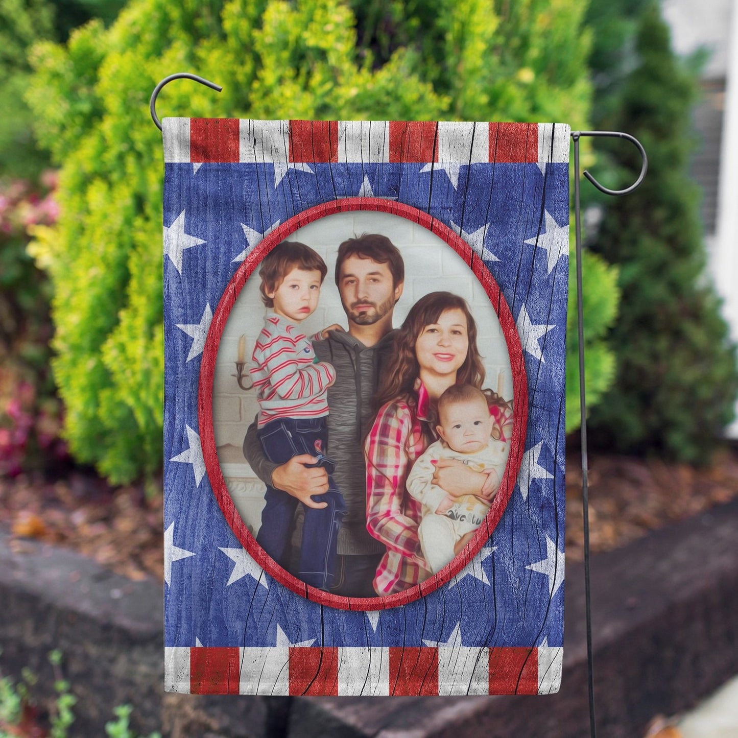 Personalized All American Old Wood House Flag & Garden Flag