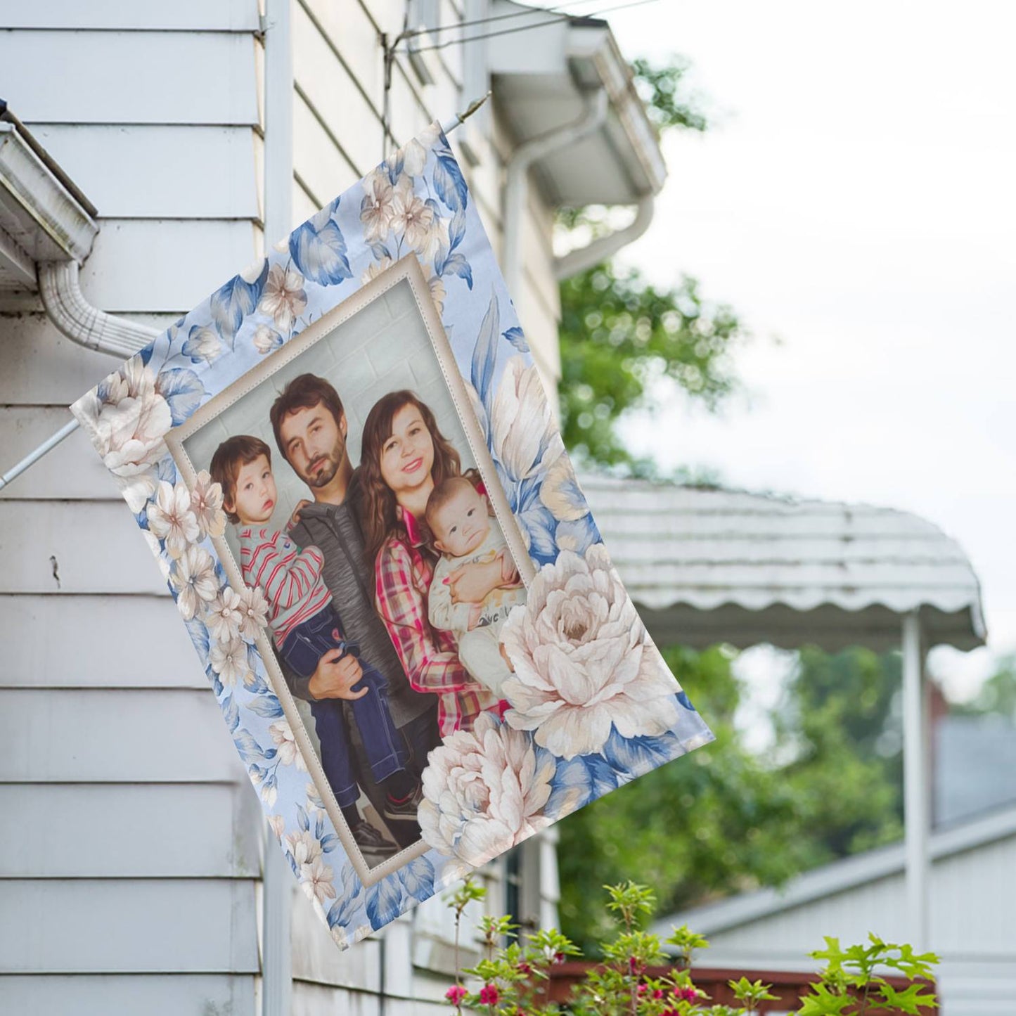 Personalized Old Fashion Flowers House Flag & Garden Flag