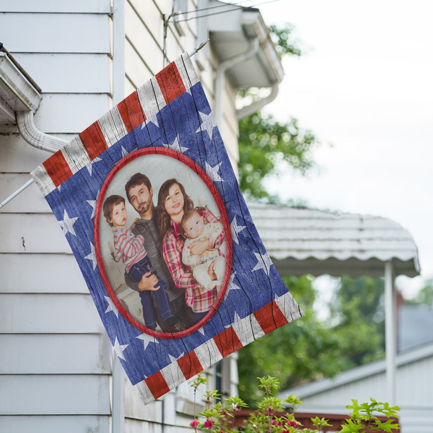 Personalized All American Old Wood House Flag & Garden Flag